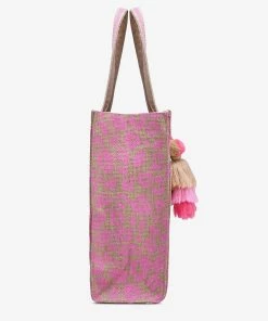 America & Beyond - Faire Vendor Pink Leopard Jute Tote With Crossbody Strap By America & Beyond - Pink