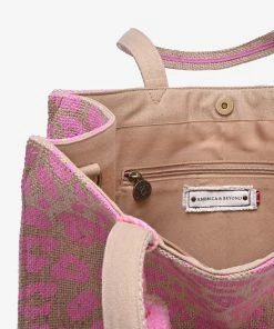 America & Beyond - Faire Vendor Pink Leopard Jute Tote With Crossbody Strap By America & Beyond - Pink
