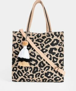 America & Beyond - Faire Vendor Cheetah Jute Tote With Crossbody Strap By America & Beyond - Cheetah