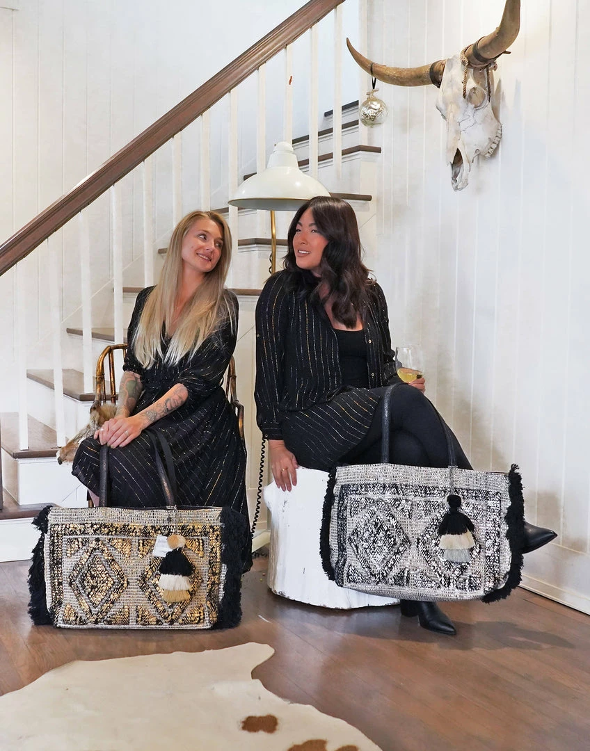 America & Beyond - Faire Vendor Silver Foil Tufted Tote By America & Beyond - Silver