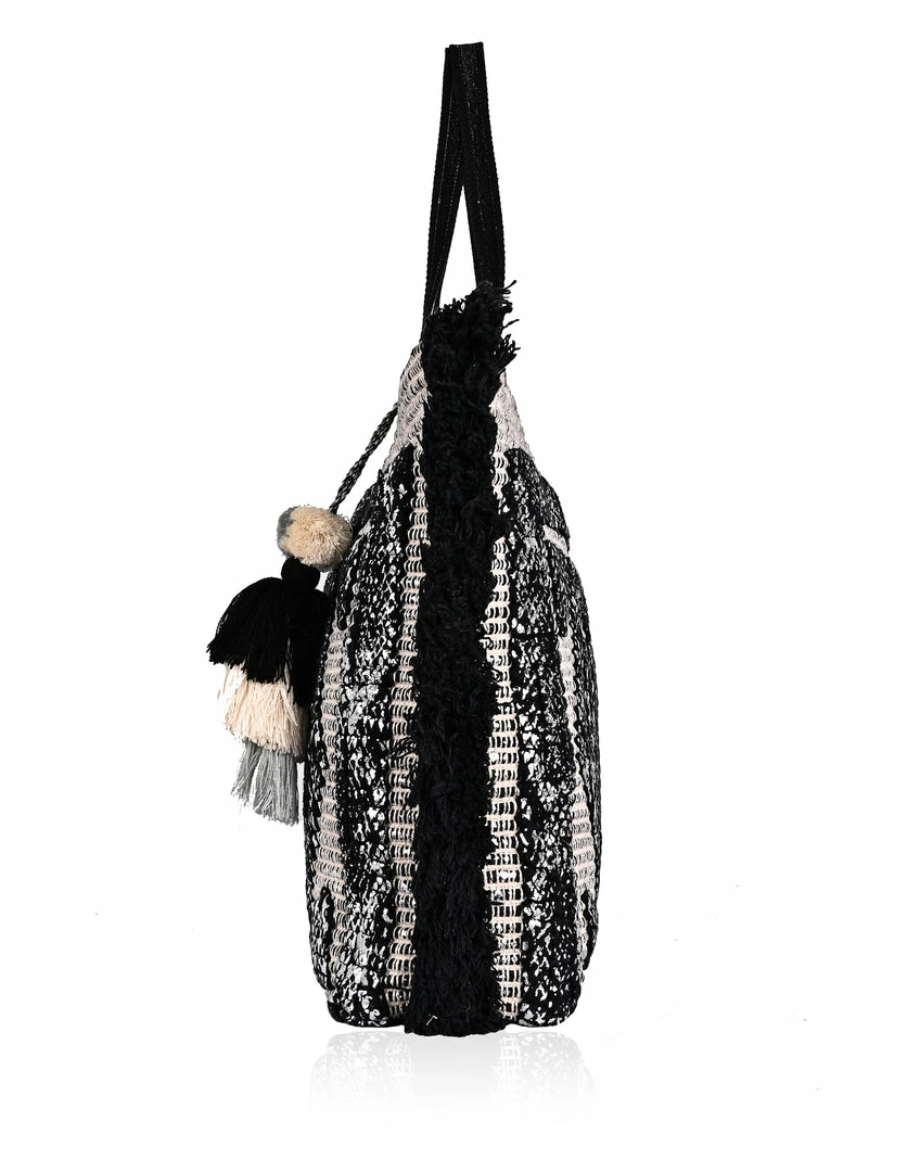 America & Beyond - Faire Vendor Silver Foil Tufted Tote By America & Beyond - Silver