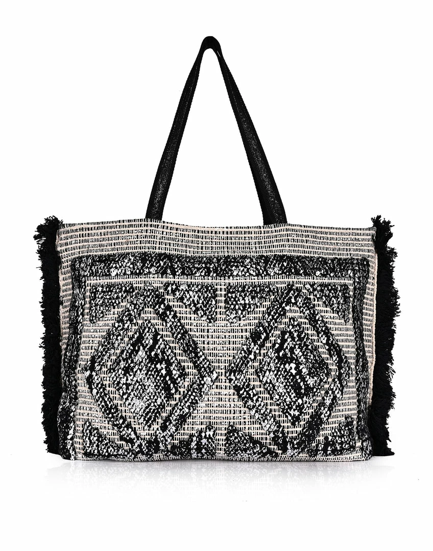 America & Beyond - Faire Vendor Silver Foil Tufted Tote By America & Beyond - Silver