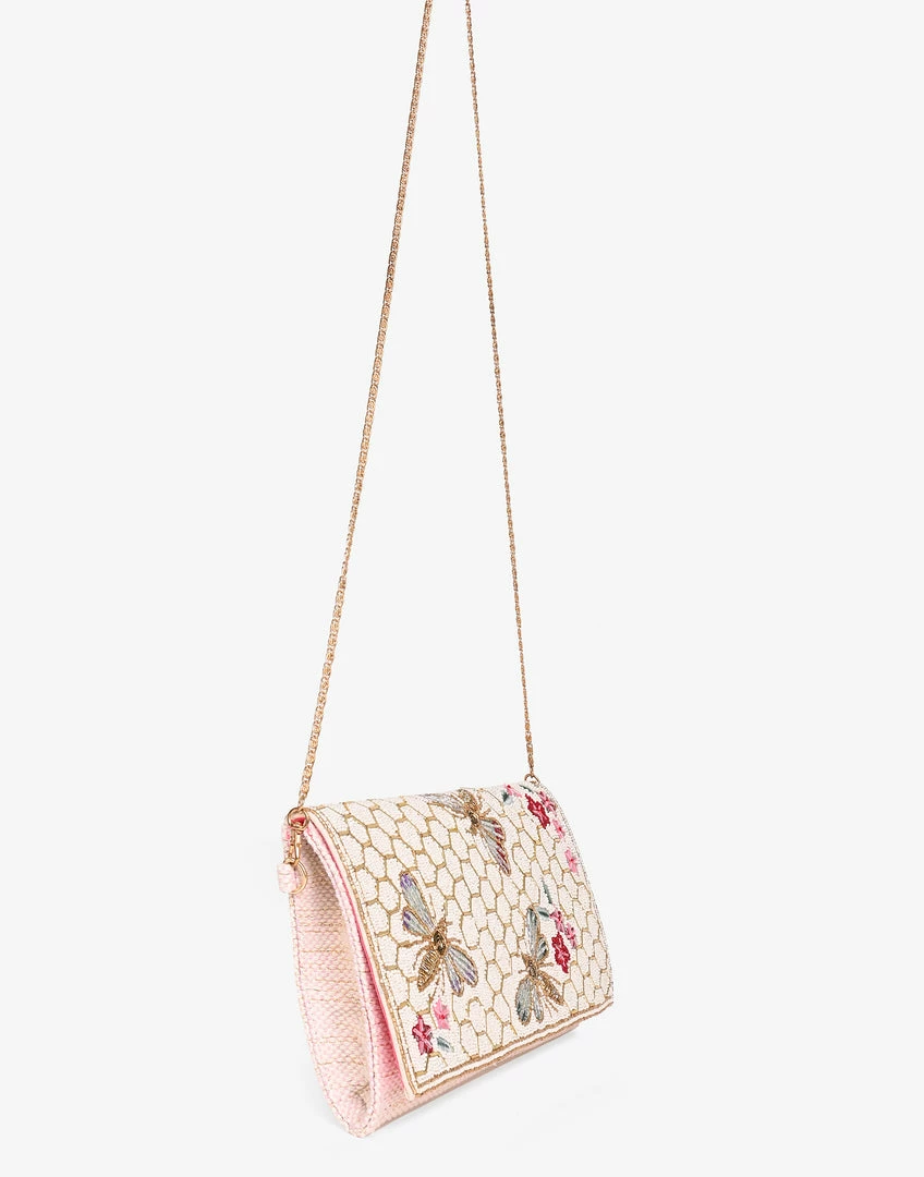 America & Beyond - Faire Vendor Natural Honey Bee Embellished Clutch By America & Beyond - Honey Bee