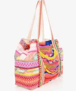 America & Beyond - Faire Vendor Accessories Isabella Embellished Tote By America & Beyond - Yellow Multi