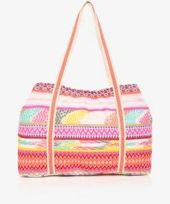 America & Beyond - Faire Vendor Accessories Isabella Embellished Tote By America & Beyond - Yellow Multi