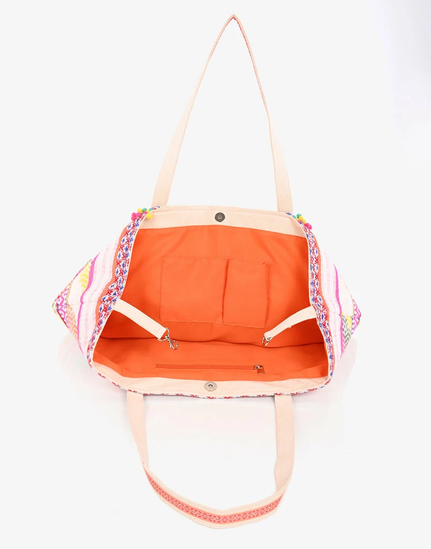 America & Beyond - Faire Vendor Accessories Isabella Embellished Tote By America & Beyond - Yellow Multi