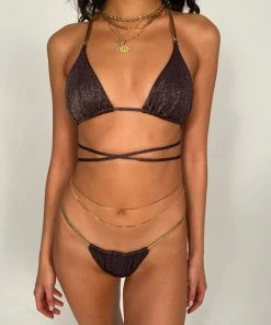 Beach Bunny Swimwear Abbie Triangle Top - Glitter Black