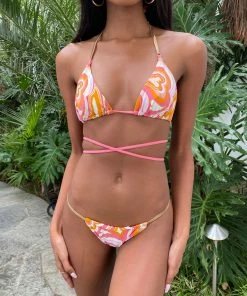 Beach Bunny Swimwear Abbie Tango Bottom - Pink/Orange Multi
