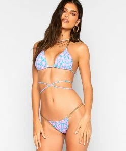 Beach Bunny Swimwear Abbie Triangle Top - Pink Multi Leopard