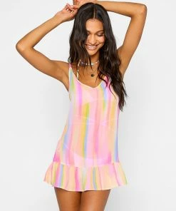 Beach Bunny Swimwear Aliya Mini Dress - Multi Stripe Cover Ups