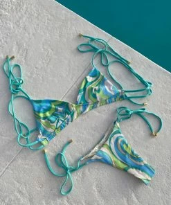 Beach Bunny Swimwear Amelia Tie Side Thong Bottom - Ocean