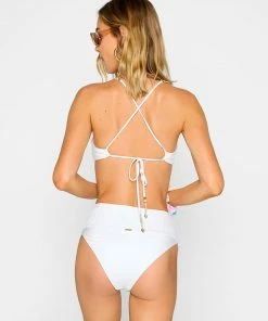 Beach Bunny Swimwear Astrid Bralette Top - White Shiny Rib