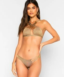 Beach Bunny Swimwear Aubrie Cross Halter Top - Tortuga