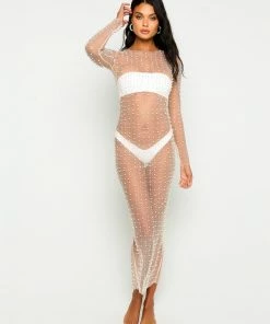 Beach Bunny Swimwear Champagne Nights Mesh Dress - Nude