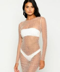 Beach Bunny Swimwear Champagne Nights Mesh Dress - Nude