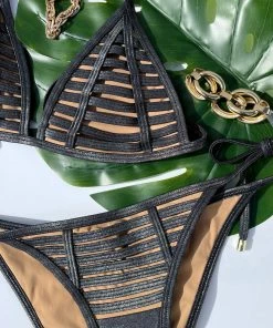 Beach Bunny Swimwear Hard Summer Tie Side Bottom - Black Silver