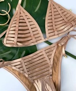 Beach Bunny Swimwear Hard Summer Tie Side Bottom - Rose Gold