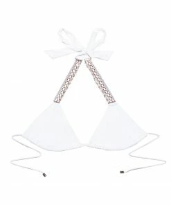Beach Bunny Swimwear Pretty In Pearls Triangle Top - White