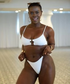 Beach Bunny Swimwear Lexi Tango Bottom - White (Tortoise Ring)