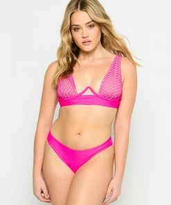Beach Bunny Swimwear Hudson High Apex Top - Neon Pink