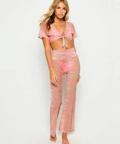 Beach Bunny Swimwear Cover Ups Miller Pant - Tiger/Tan/Popstar