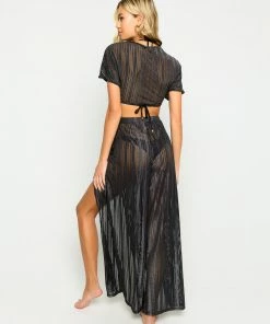 Beach Bunny Swimwear Reed Pant - Black Sheer Cover Ups