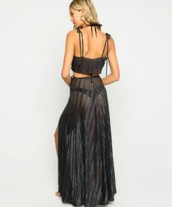 Beach Bunny Swimwear Cover Ups Hutton Wrap Skirt - Black Sheer