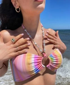 Beach Bunny Swimwear Keels Bandeau Top - Multi Stripe