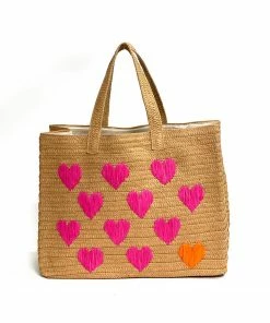 Accessories Be Mine Tote By BTB Los Angeles - Sand/Fuchsia