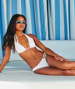 Beach Bunny Swimwear Breanna Skimpy Bottom - White