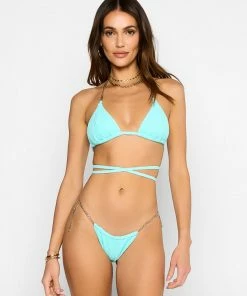 Beach Bunny Swimwear Brooklyn Triangle Top - Aqua Squiggle