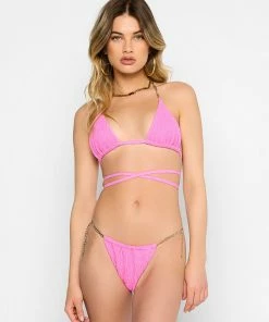 Beach Bunny Swimwear Brooklyn Triangle Top - Pink Squiggle