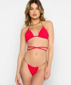 Beach Bunny Swimwear Brooklyn Tango Bottom - Red Squiggle