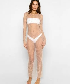 Beach Bunny Swimwear Champagne Nights Mesh Dress - Nude