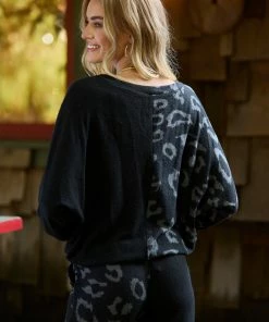 Summer Haus - Apparel Dalton Leopard Crewneck By Summer Haus - Black