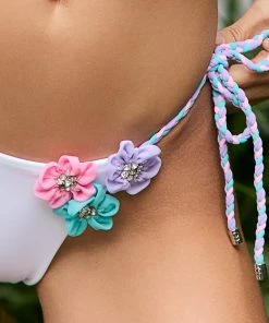 Beach Bunny Swimwear Delilah Tie Side Bottom - White Multi