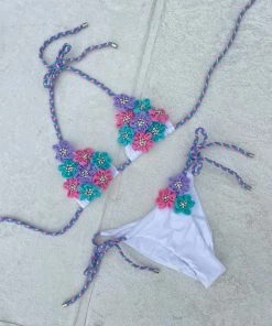 Beach Bunny Swimwear Delilah Tie Side Bottom - White Multi