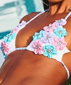 Beach Bunny Swimwear Delilah Triangle Top - White Multi