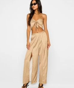 Beach Bunny Swimwear Paradise Calling Eastyn Top - Black/Nude Dot