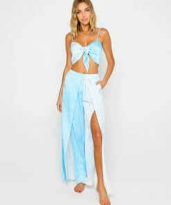 Beach Bunny Swimwear Ramsey Pant - Light Blue Stripe Paradise Calling