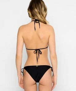 Beach Bunny Swimwear Piper Tie Side Full Bottom - Black Rib