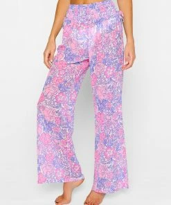 Beach Bunny Swimwear Cover Ups Evelyn Pant - Pink Lavender Floral
