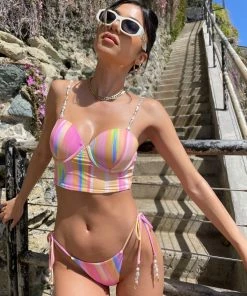 Beach Bunny Swimwear Constance Tie Side Bottom - Multi Stripe