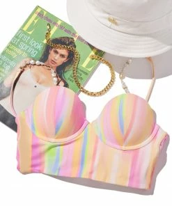 Beach Bunny Swimwear Flo Longline Top - Multi Stripe