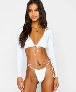 Beach Bunny Swimwear Foster Rashguard Top - White