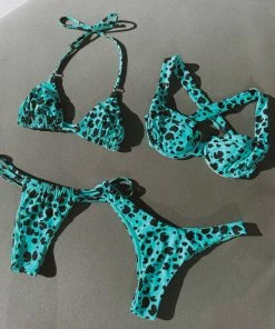 Beach Bunny Swimwear Indy Tango Bottom - Animal Dot Black/Aqua