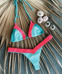 Beach Bunny Swimwear Emma Triangle Top - Maldives/Aqua/Popstar