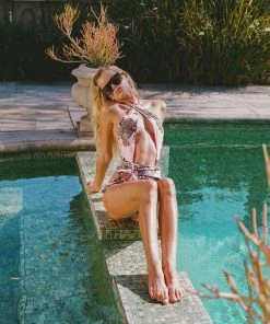 Beach Bunny Swimwear Lex One Piece - Pink Splash Snake