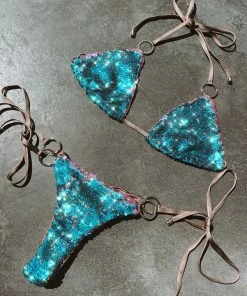 Beach Bunny Swimwear Siren Song Triangle Top - Turquoise/Hologram