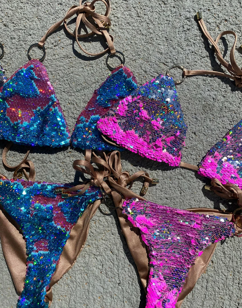 Beach Bunny Swimwear Siren Song Triangle Top - Turquoise/Hologram